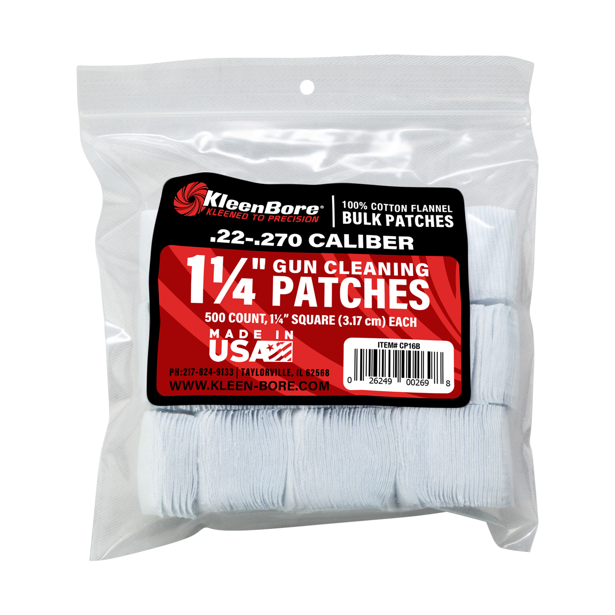 KleenBore 1-1/4" Bulk Gun Cleaning Patches – 500 Pack