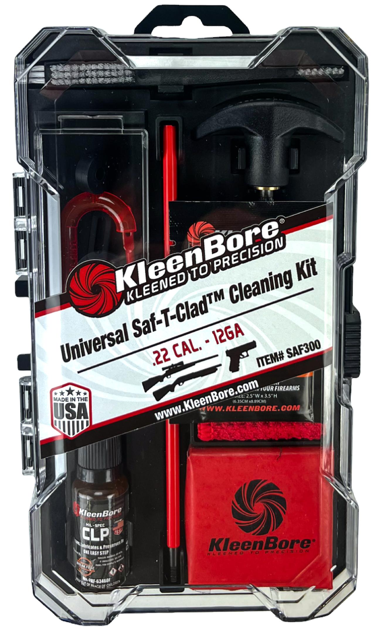 KleenBore Saf-T-Clad Universal .22 Cal–12 Gauge Classic Cleaning Kit