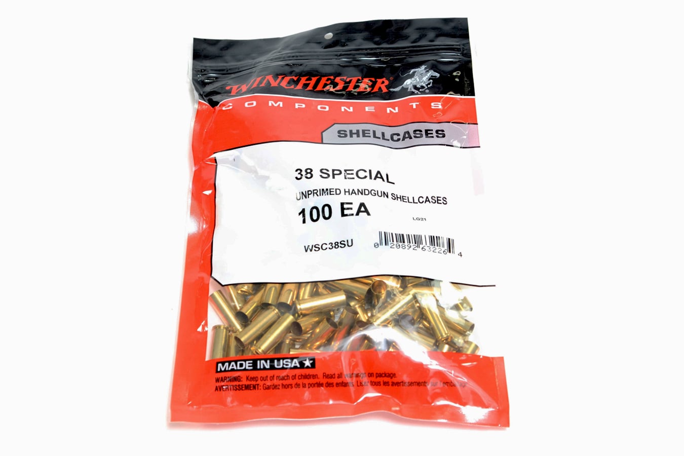 Winchester 38 Special Unprimed Brass Cases - 100 Count