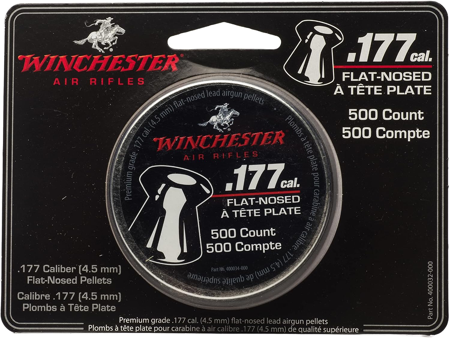 Winchester .177 Caliber Flat-Nose Pellets – 500 Count