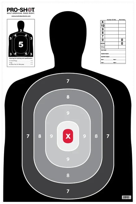 Pro-Shot B27 Silhouette Target Pro Red Center 5 Pack