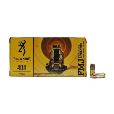 Browning BPT Performance Target Handgun Ammunition - 40 S&W — 165 gr FMJ — 50 Rounds