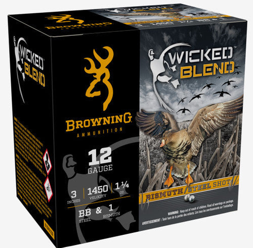 Browning Wicked Blend Waterfowl Ammunition - 12 Gauge 3 in — 1-1/4 oz BB & #1 Bismuth