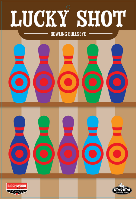 Birchwood Casey Dirty Bird 12" x 18" Themed Targets – 6 Pack – Lucky Shot Bowling Pins