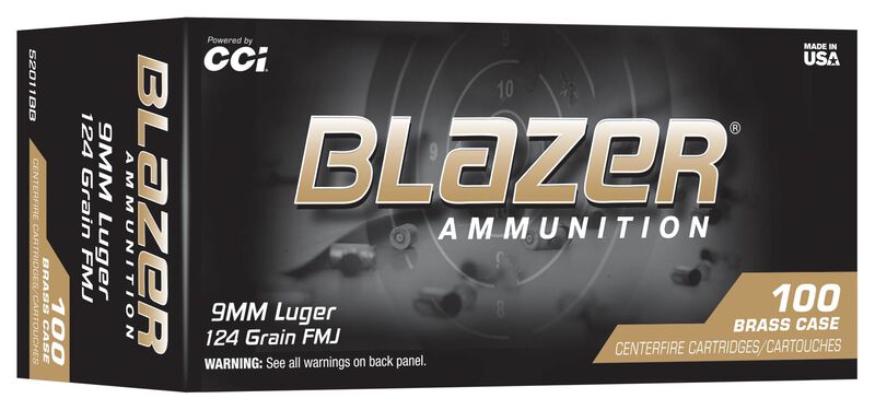 CCI Blazer Brass 9mm Luger 124gr Full Metal Jacket - 100 Rounds