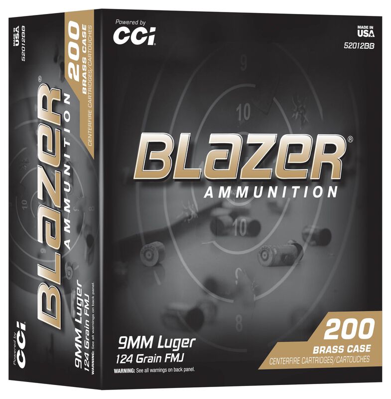CCI Blazer Brass 9mm Luger 124gr Full Metal Jacket - 200 Rounds