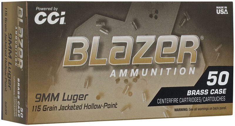 CCI Blazer Brass 9mm Luger 115gr Jacketed Hollow Point - 50 Rounds