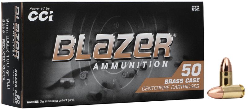 CCI Blazer Brass 9mm Luger 100gr Full Metal Jacket - 50 Rounds