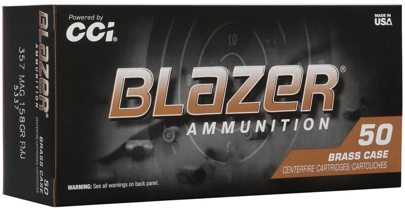 CCI Blazer Brass 357 Magnum 158gr Full Metal Jacket Flat Nose - 50 Rounds