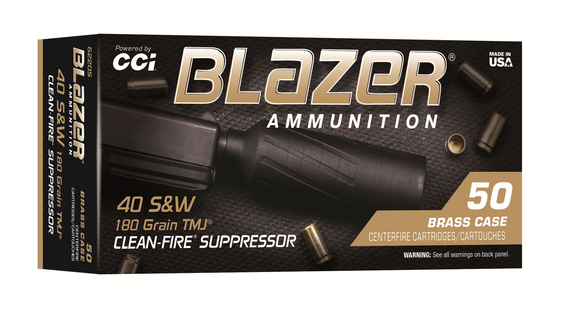 CCI Blazer Brass Clean-Fire Suppressor 40 S&W 180gr TMJ - 50 Rounds