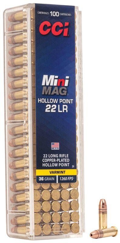CCI Mini-Mag HP 22 LR 36gr CPHP – 100 Rounds