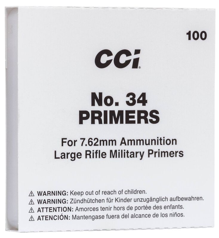 CCI No. 34 7.62 Military Primers - 1000 Count