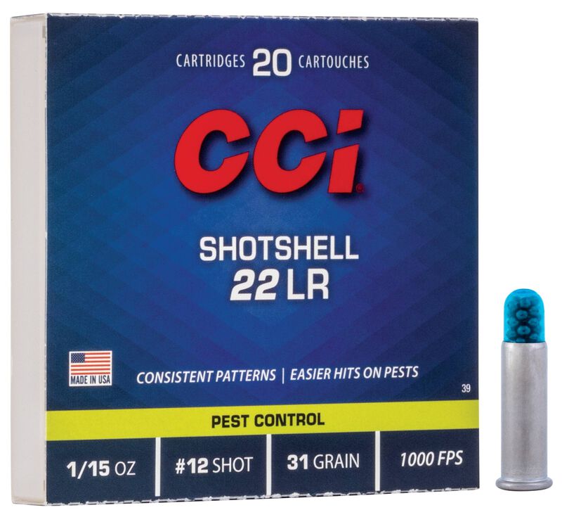 CCI Shotshell - .22 LR, 31 Grain #12 Shot, 20 Rounds