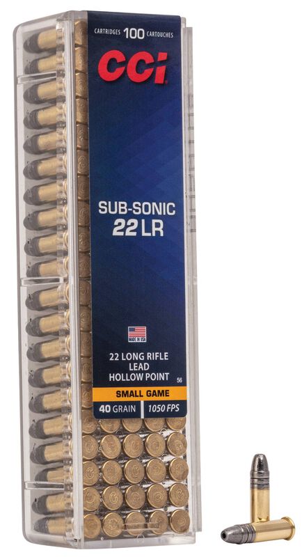 CCI Sub-Sonic HP - .22 LR, 40 Grain LHP, 100 Rounds