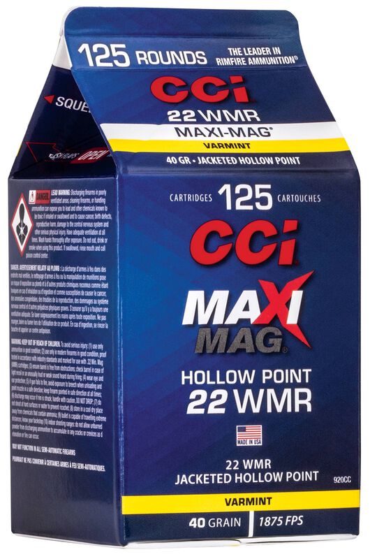 CCI Maxi-Mag Pour Pack - .22 WMR, 40 Grain JHP, 125 Rounds