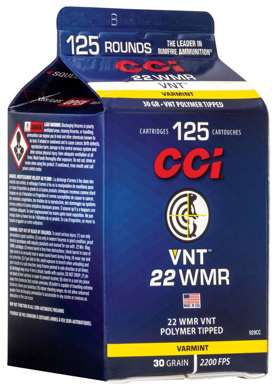 CCI VNT 22 WMR 30gr – 125 Rounds