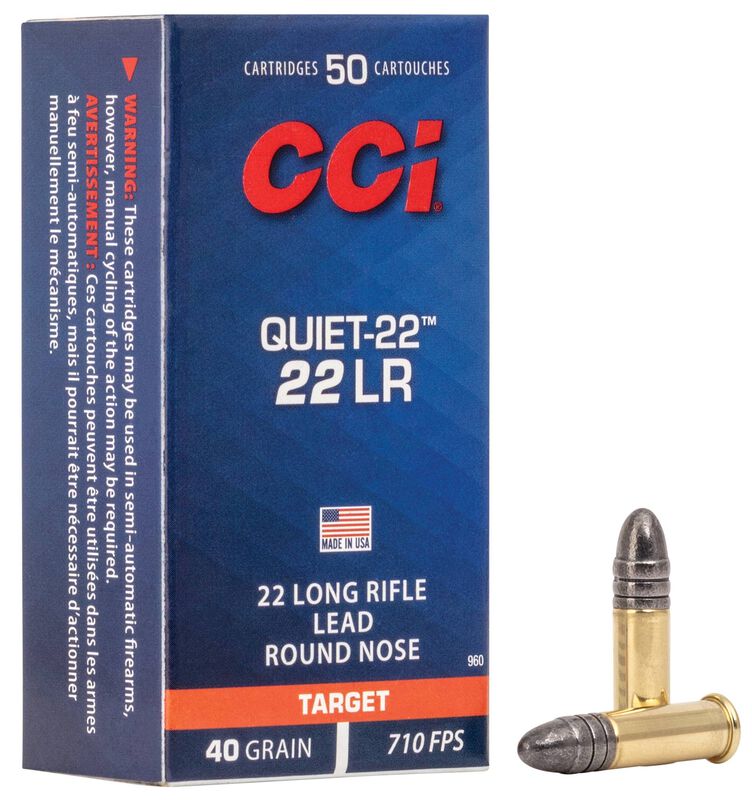 CCI Quiet-22 - .22 LR, 40 Grain LRN, 50 Rounds