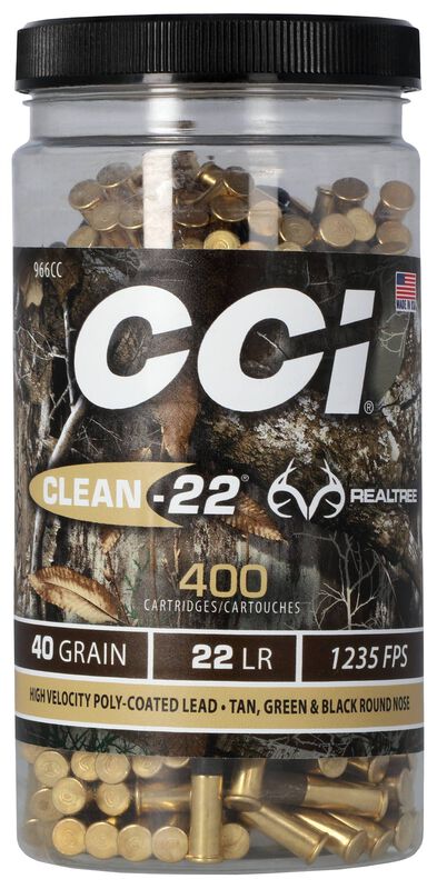 CCI Clean-22 Realtree - .22 LR, 40 Grain Polymer-Coated RN, 400 Rounds