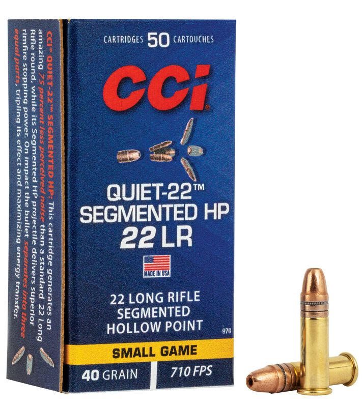CCI Quiet-22 Segmented HP - .22 LR, 40 Grain Segmented Hollow Point, 50 Rounds