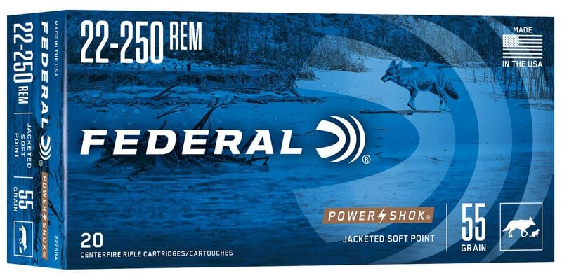 Federal Power-Shok 22-250 Rem 55gr SP