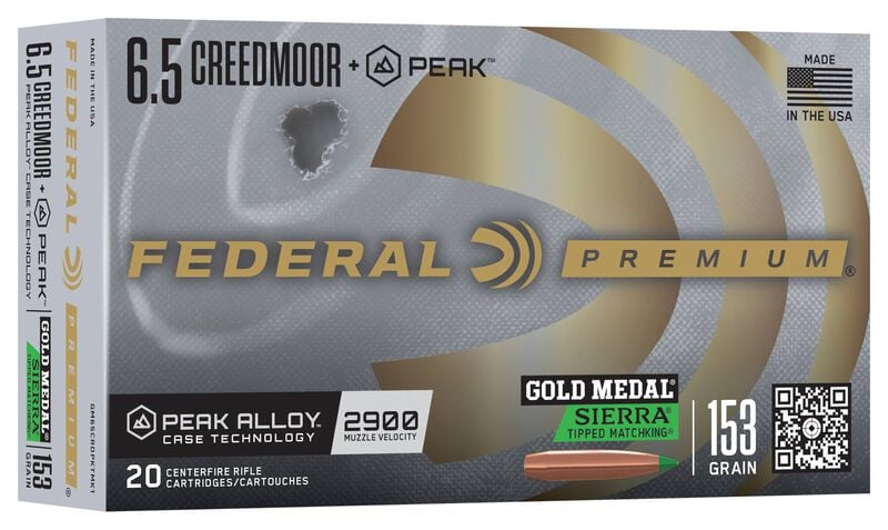 Federal Premium Gold Medal Sierra Tipped MatchKing 6.5 Creedmoor +Peak 153gr - 20 Rounds