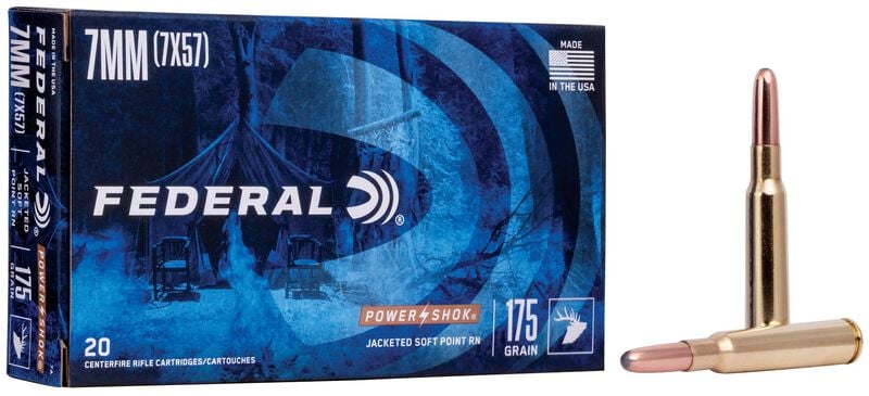 Federal Power-Shok 7MM Mauser 175GR SP Rn