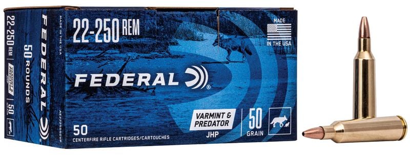 Federal American Eagle 22-250 Rem 50GR JHP Varmint/predator 50 Rd/box