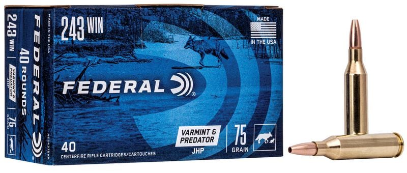 Federal American Eagle 243 Win 75gr JHP Varmint/Predator - 40 Rounds