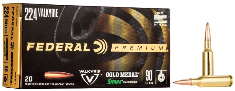 Federal Gold Medal Sierra MatchKing 224 Valkyrie 90GR Sierra Matchking BTHP Ammo