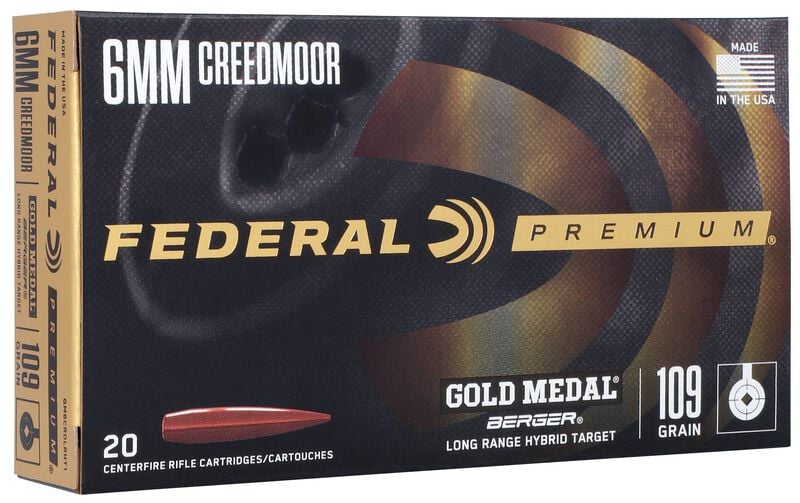 Federal Premium Gold Medal Berger 6mm Creedmoor 109gr - 20 Rounds