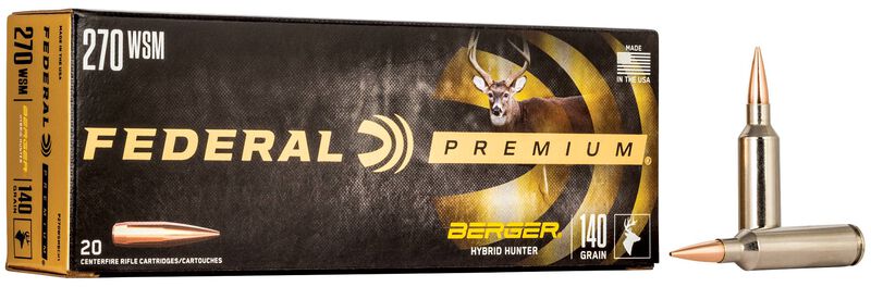 Federal 270 WSM 140GR Berger Hybrid Hunter Ammo