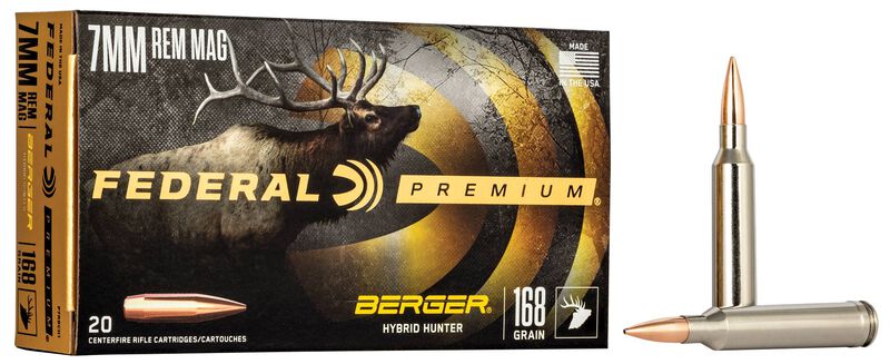 Federal 7MM Rem Mag 168GR Berger Hybrid Hunter Ammo