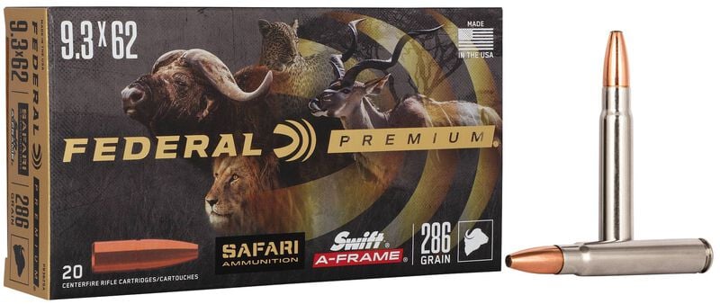 Federal Premium 9.3 X 62 Mauser 286GR Swift A-frame Ammo
