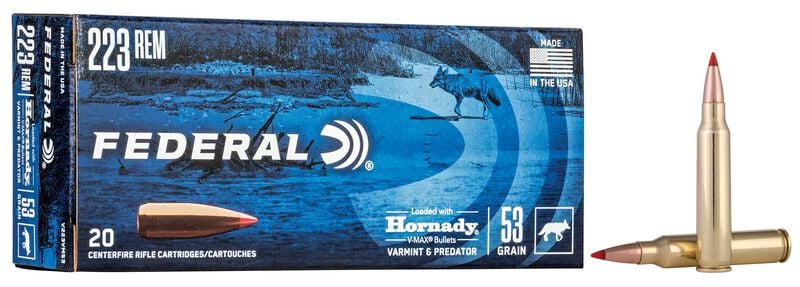 Federal Varmint & Predator 223 Rem 53GR Hornady V-max Ammo
