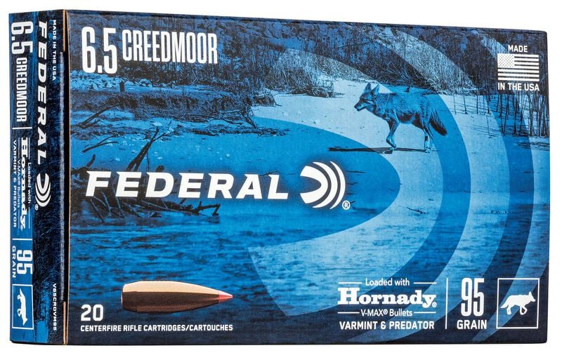 Federal Varmint & Predator 6.5 Creedmoor 95GR Hornady V-max Ammo