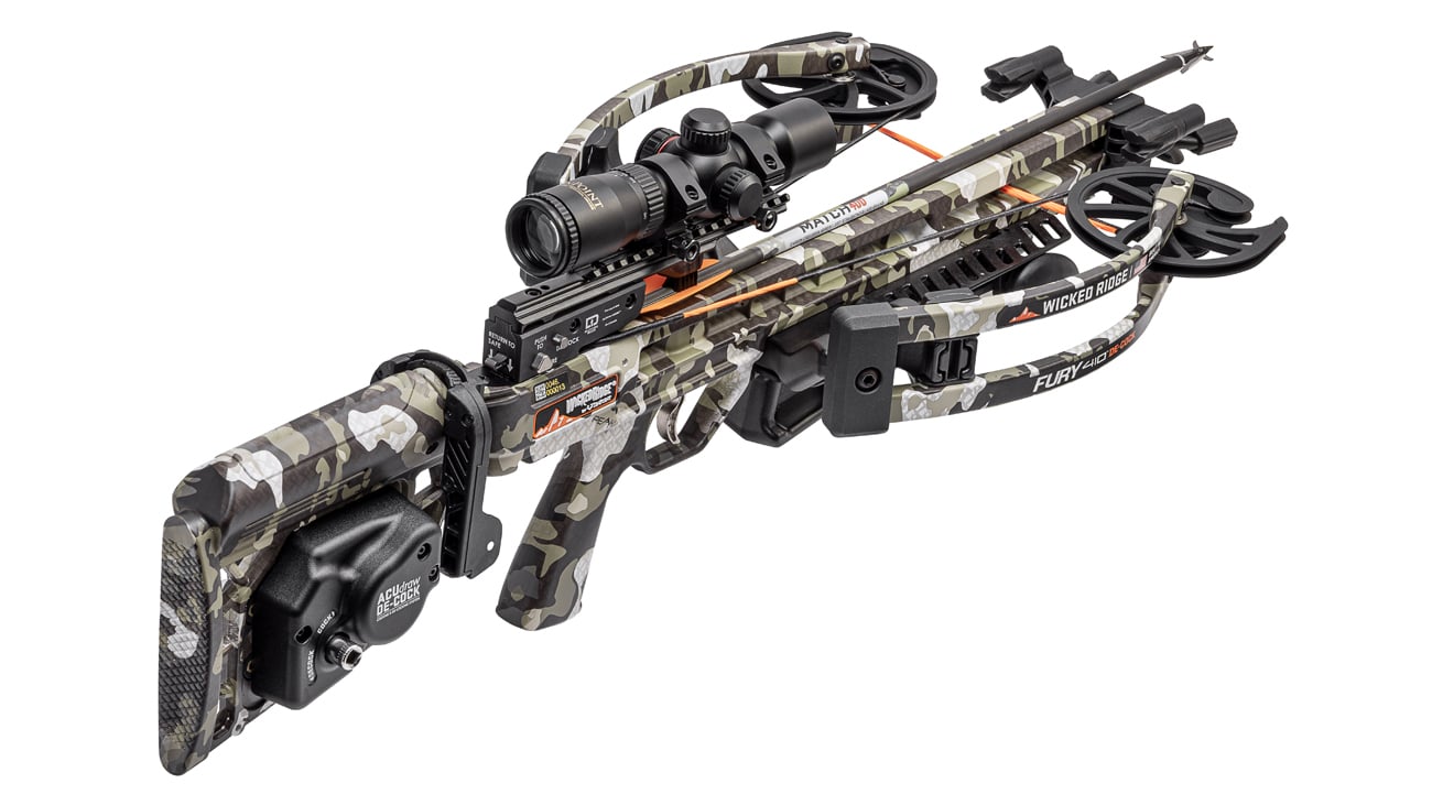 WICKED RIDGE FURY 410 DE-COCK, ACUdraw De-Cock, RangeMaster 100 Scope, Peak XT
