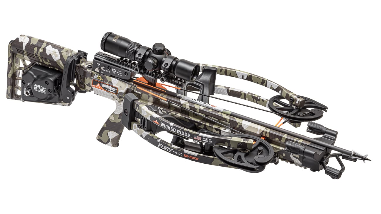 WICKED RIDGE FURY 410 DE-COCK, ACUdraw De-Cock, RangeMaster 100 Scope, Peak XT