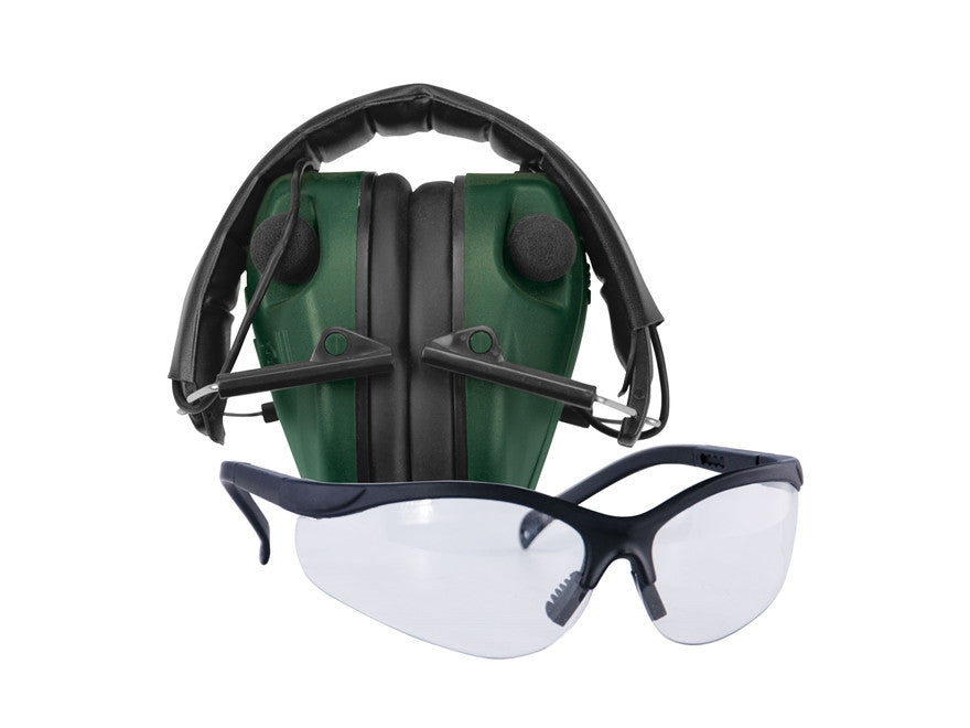 CALDWELL E-MAX LOW PROFILE ELECTRONIC STEREO HEARING PROTECTION WITH PRO RANGE GLASSES-High Falls Outfitters