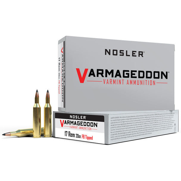 Nosler 17 Rem 20gr FB Tipped Varmageddon Ammunition