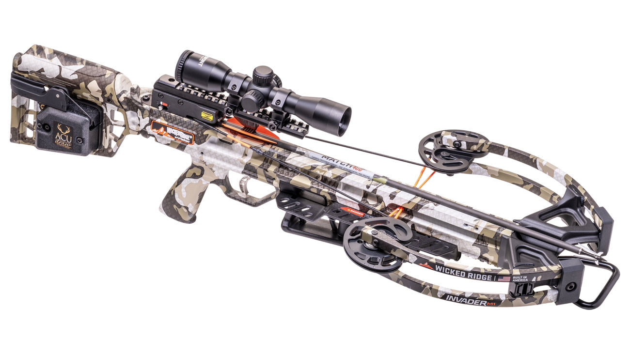 Wicked Ridge Invader M1 De-Cock, ACUdraw De-Cock, Pro-View 400 Scope, Peak XT