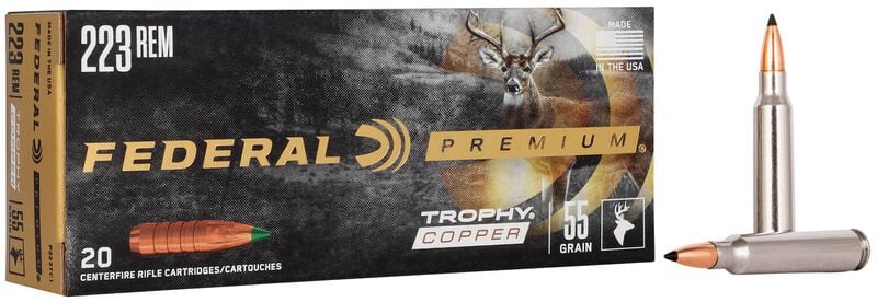 Federal Trophy Copper 223 Rem 55GR Ammo