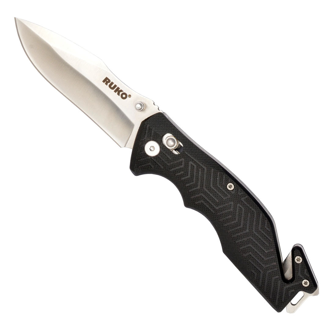 Ruko Outdoors 420A 3.5" Folding Blade Rescue Knife GFR Nylon / Stainless Steel Handle