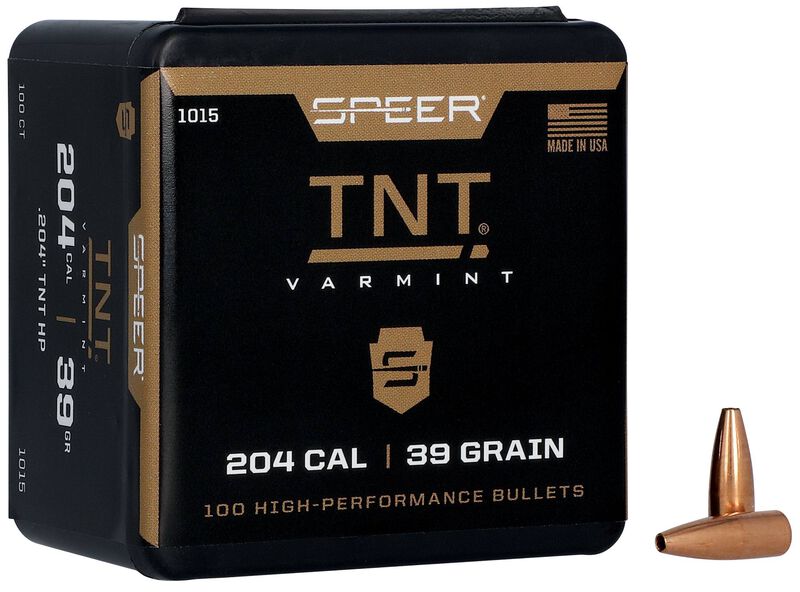 Speer TNT .204 39 grain rifle bullets, 100 count