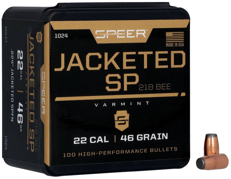Speer Varmint Soft Point .224 46 grain rifle bullets, 100 count