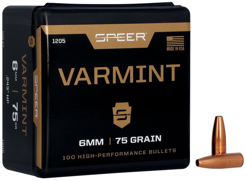 Speer Varmint Hollow Point .243 75 grain rifle bullets, 100 count