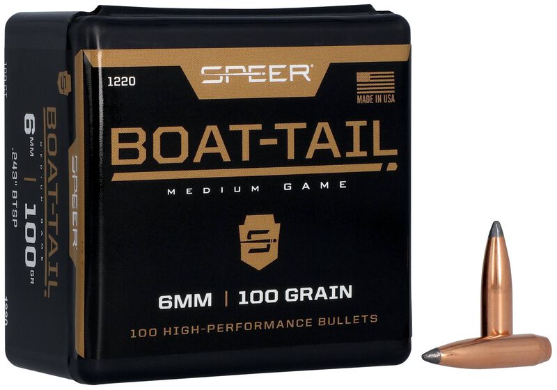 Speer Boat-Tail .243 100 grain rifle bullets, 100 count