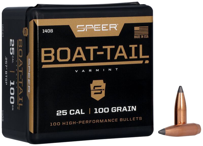 Speer Boat-Tail .257 100 grain rifle bullets, 100 count