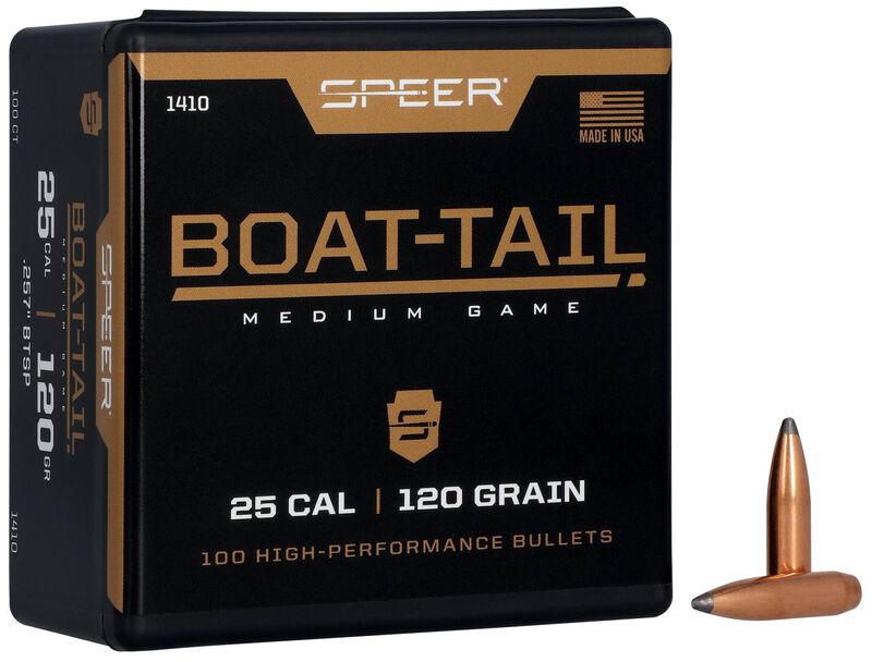 Speer Boat-Tail .257 120 grain rifle bullets, 100 count
