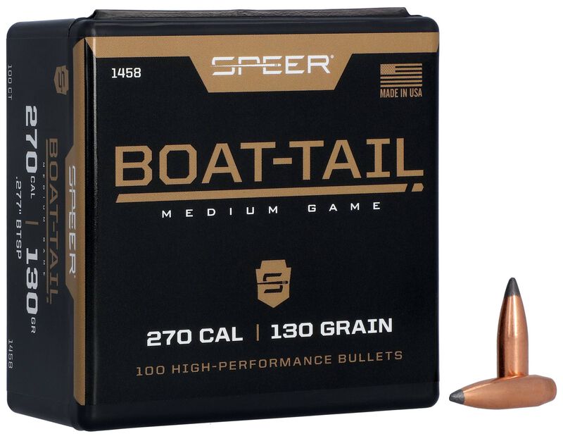 Speer Boat-Tail .277 130 grain rifle bullets, 100 count