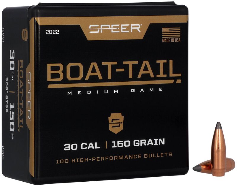 Speer Boat-Tail .308 Cal 150gr Jacketed Soft Point Boat-Tail Component Bullets - 100 Count